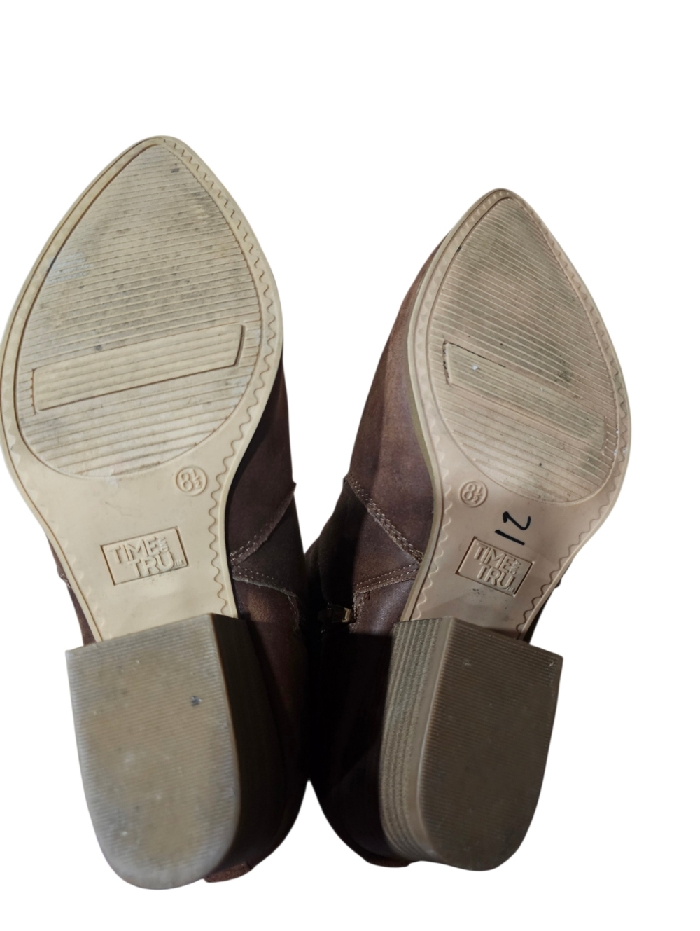 Time and Tru Brown Ankle Boots Block Heel Western Style Size 8.5 Womens - Picture 7 of 9
